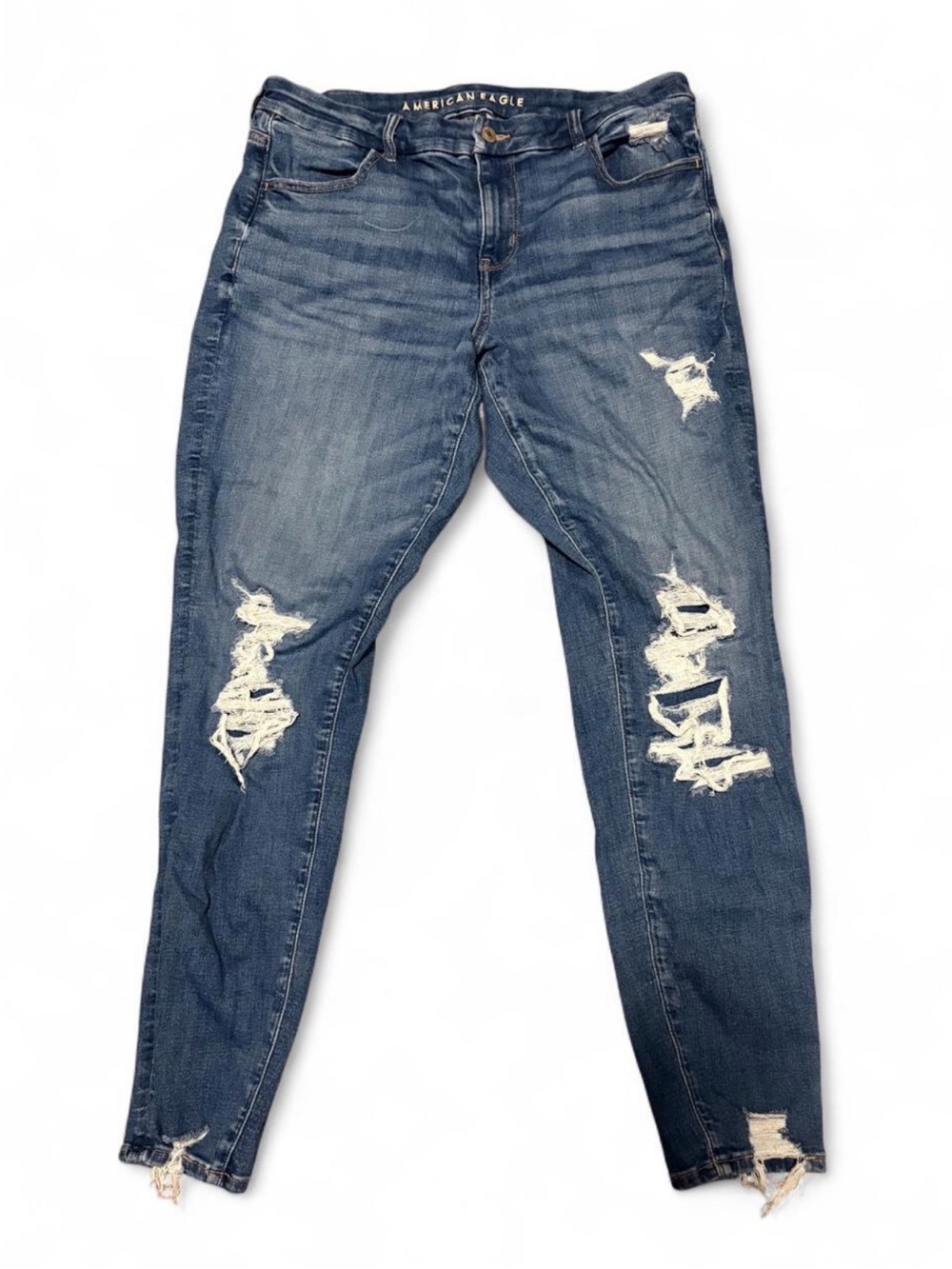 American Eagle Outfitters Women's Distressed Skinny Jeans - Blue
